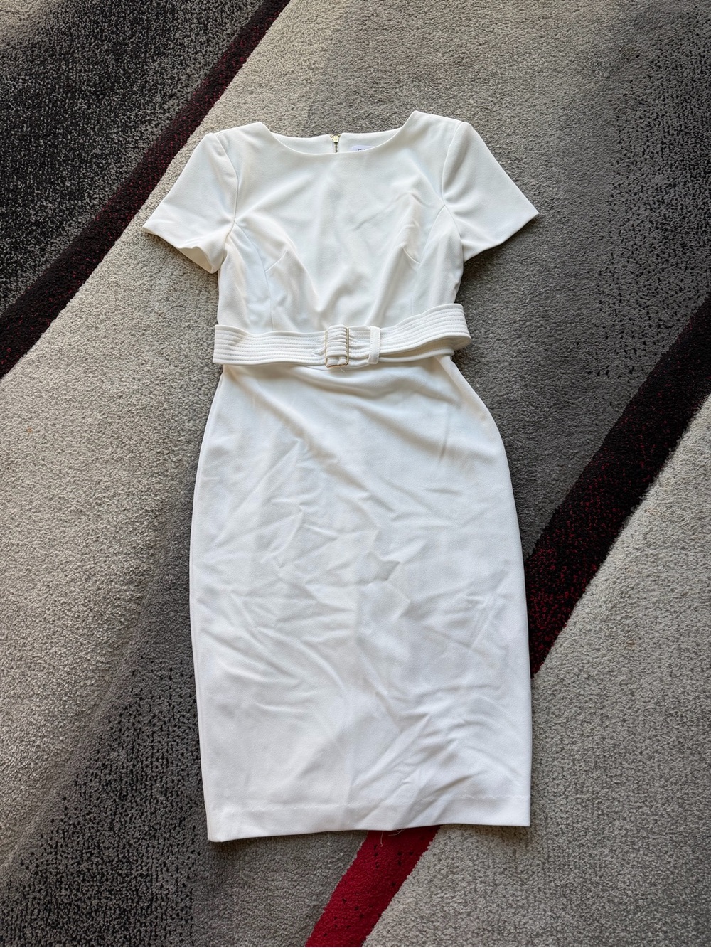 Calvin Klein White Belted Sheath Dress